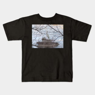 Obscurity by a Tree of the Great Blue Heron Kids T-Shirt